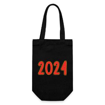 2024. JAHR. ALLES GUTE ZUM NEUEN JAHR. SILVESTER - Geschenkbeutel für Flaschen - Schwarz - Vorne