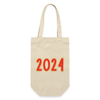 2024. JAHR. ALLES GUTE ZUM NEUEN JAHR. SILVESTER - Geschenkbeutel für Flaschen - Natur - Vorne