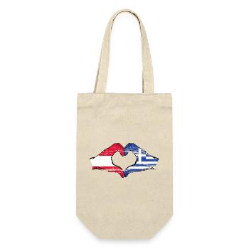 Austria Greece Flag Hands Heart Shape - Gift Bag for Bottles - nature - Front