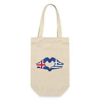 Iceland Greece Flag Hands Heart Shape - Gift Bag for Bottles - nature - Front