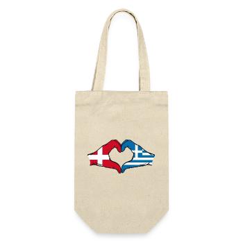 Denmark Greece Flag Hands Heart Shape - Gift Bag for Bottles - nature - Front