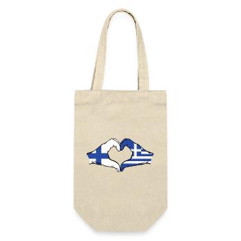 Finlande Grèce Drapeau Mains Coeur Forme - Sac à bouteille - nature - Devant