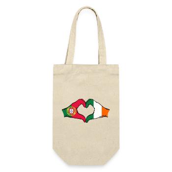 Portugal Irland Flagge Hände Herzform - Geschenkbeutel für Flaschen - Natur - Vorne