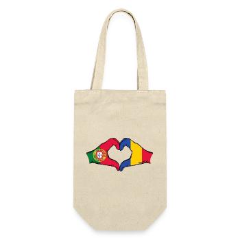 Portugal Romania Flag Hands Heart Shape - Gift Bag for Bottles - nature - Front