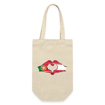 Portugal Austria Flag Hands Heart Shape Used - Gift Bag for Bottles - nature - Front