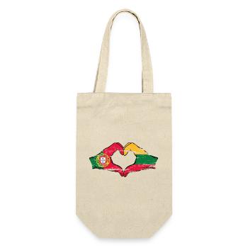 Portugal Lithuania flag hands heart shape used - Gift Bag for Bottles - nature - Front