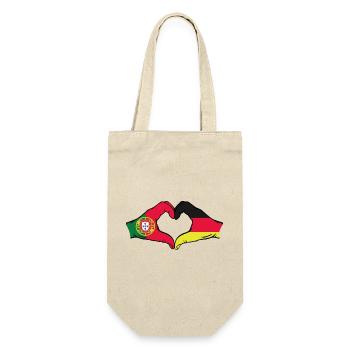 Portugal Deutschland Flagge Hände Herzform - Geschenkbeutel für Flaschen - Natur - Vorne