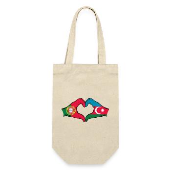 Portugal Azerbaijan Flag Heart Shape - Gift Bag for Bottles - nature - Front