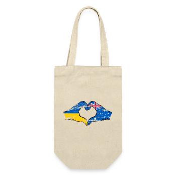 Ukraine Australien Flagge Herzform used - Geschenkbeutel für Flaschen - Natur - Vorne