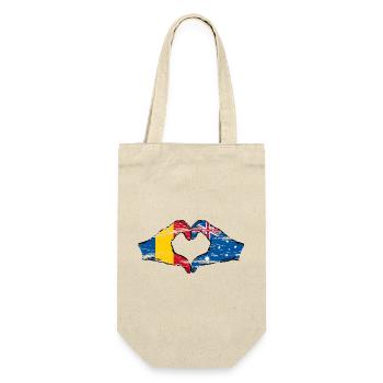Romania Australia Flag Heart Shape Used - Gift Bag for Bottles - nature - Front