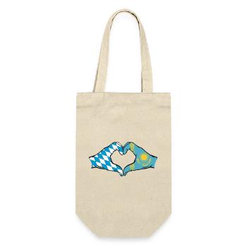 Bavière, Kazakhstan, Drapeau, Mains, Forme Coeur - Sac à bouteille - nature - Devant