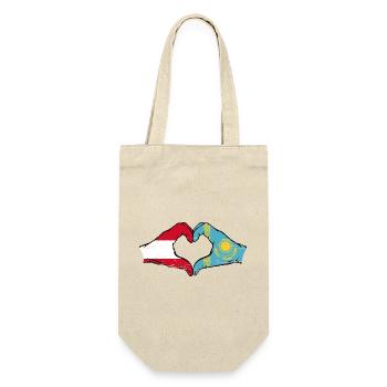 Autriche Kazakhstan Drapeau Mains Coeur Forme Utilisé - Sac à bouteille - nature - Devant