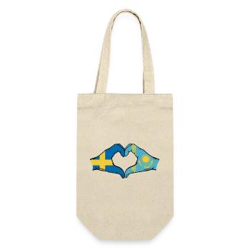 Suède Kazakhstan Drapeau Mains Coeur Forme - Sac à bouteille - nature - Devant