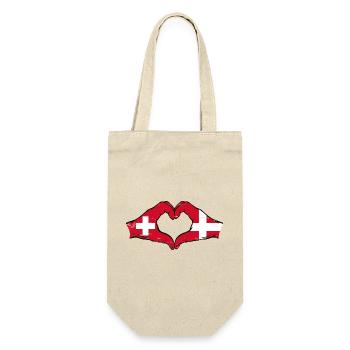Suisse Danemark drapeau mains coeur forme utilisé - Sac à bouteille - nature - Devant