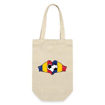 Drapeau de Roumanie Football Mains Coeur Forme Utilisé - Sac à bouteille - nature - Devant