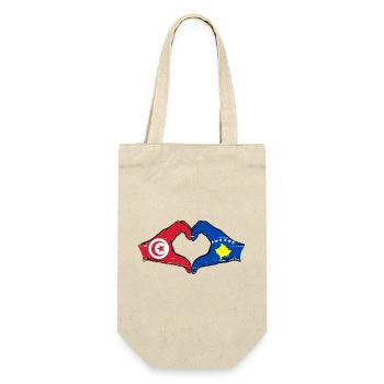 Tunisie Kosovo drapeau mains forme de coeur utilisé - Sac à bouteille - nature - Devant
