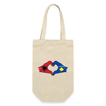 Albanie Kosovo drapeau mains forme de coeur utilisé - Sac à bouteille - nature - Devant