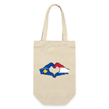 Kosovo Hollande drapeau mains forme de coeur utilisé - Sac à bouteille - nature - Devant