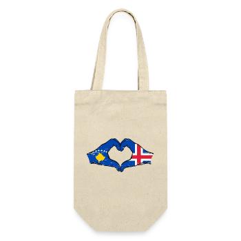 Kosovo Iceland Flag Hands Heart Shape Used - Gift Bag for Bottles - nature - Front