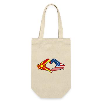 Macédoine États-Unis Drapeau Mains Coeur Forme - Sac à bouteille - nature - Devant
