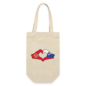 Montenegro Slovenia Flag Hands Heart Shape - Gift Bag for Bottles - nature - Front