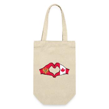 Monténégro Canada Drapeau Mains Forme Coeur - Sac à bouteille - nature - Devant