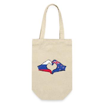 Drapeau de la Russie Nouvelle-Zélande Mains Coeur Forme Utilisé - Sac à bouteille - nature - Devant