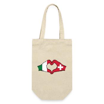 Italie Suisse Drapeau Mains Coeur Forme - Sac à bouteille - nature - Devant