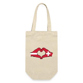 Latvia Switzerland Flag Hands Heart Shape Used - Gift Bag for Bottles - nature - Front