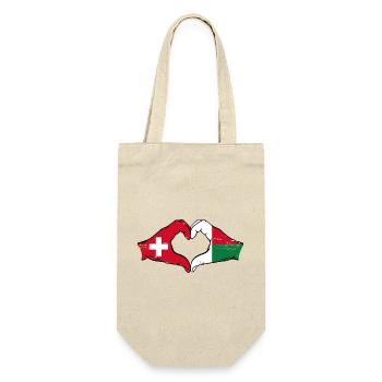 Switzerland Madagascar Flag Hands Heart Shape Used - Gift Bag for Bottles - nature - Front