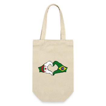 Algeria Brazil Flag Hands Heart Shape - Gift Bag for Bottles - nature - Front