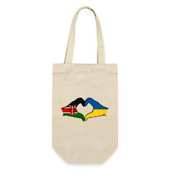 Kenya Ukraine Hands Heart Shape - Gift Bag for Bottles - nature - Front