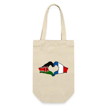 Kenya France Hands Heart Shape - Gift Bag for Bottles - nature - Front