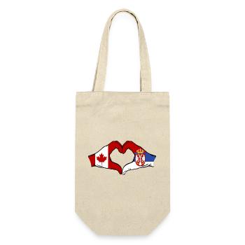 Canada Serbia Hands Heart Shape - Gift Bag for Bottles - nature - Front