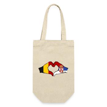 Belgium Serbia Hands Heart Shape - Gift Bag for Bottles - nature - Front