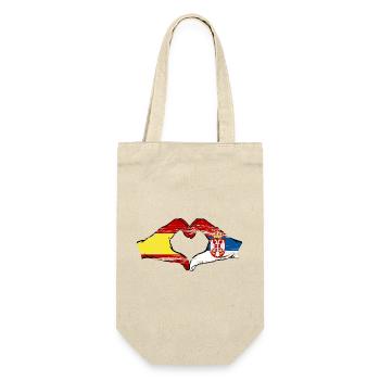 Espagne Serbie drapeau forme de coeur utilisé - Sac à bouteille - nature - Devant