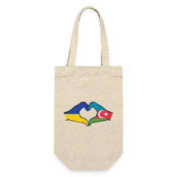 Ukraine Azerbaijan Flag Hands Heart Shape - Gift Bag for Bottles - nature - Front