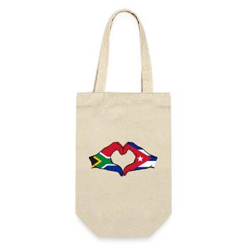 Afrique du Sud Cuba Drapeau Mains Coeur Forme - Sac à bouteille - nature - Devant