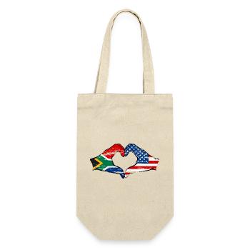 Südafrika USA Flagge Hände Herzform used - Geschenkbeutel für Flaschen - Natur - Vorne