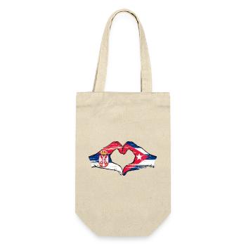 Serbie Cuba Drapeau Mains Coeur Forme Utilisé - Sac à bouteille - nature - Devant