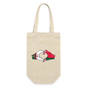 Algerien Belarus Flagge Hände Herzform used - Geschenkbeutel für Flaschen - Natur - Vorne