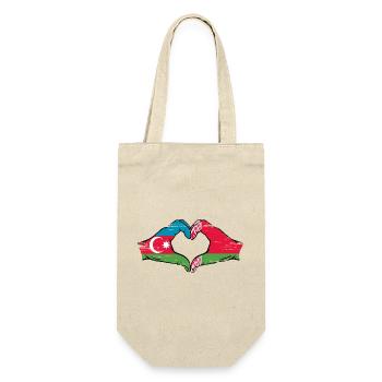 Azerbaijan Belarus Flag Hands Heart Shape Used - Gift Bag for Bottles - nature - Front