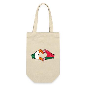 Irlande Biélorussie drapeau mains coeur forme utilisé - Sac à bouteille - nature - Devant