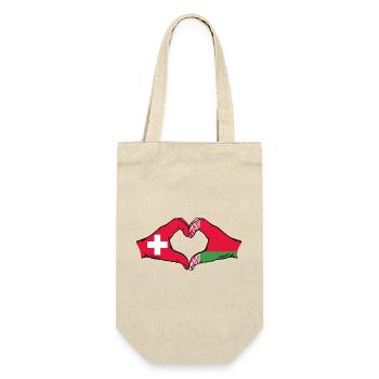 Schweiz Belarus Flagge Hände Herzform - Geschenkbeutel für Flaschen - Natur - Vorne