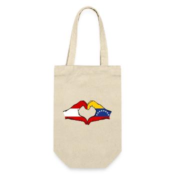 Austria Venezuela Flag Hands Heart Shape - Gift Bag for Bottles - nature - Front