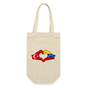 Türkiye Venezuela Flag Hands Heart Shape - Gift Bag for Bottles - nature - Front