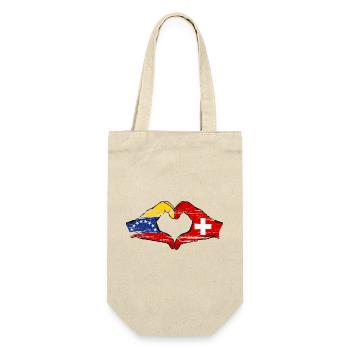 Venezuela Schweiz Flagge Hände Herzform used - Geschenkbeutel für Flaschen - Natur - Vorne