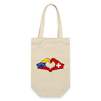 Venezuela Switzerland Flag Hands Heart Shape - Gift Bag for Bottles - nature - Front
