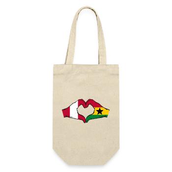 Peru Ghana Flagge Hände Herzform - Geschenkbeutel für Flaschen - Natur - Vorne