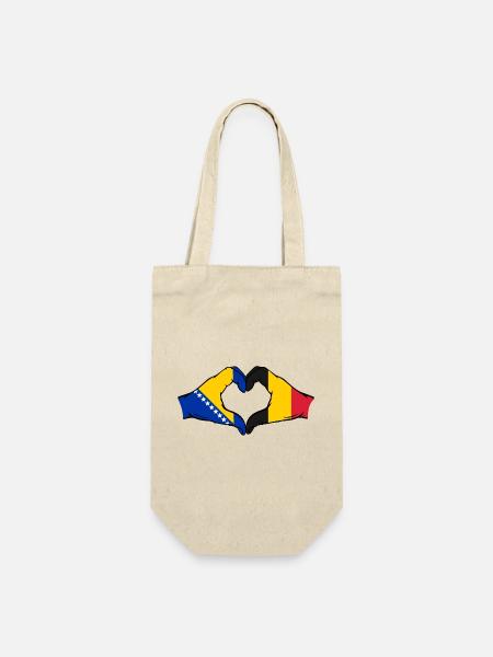 Bosnien Belgien Flagge Hände Herzform - Geschenkbeutel für Flaschen - Natur
